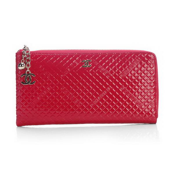 Replica Chanel A40319 Red Patent Leather Zippy Wallet